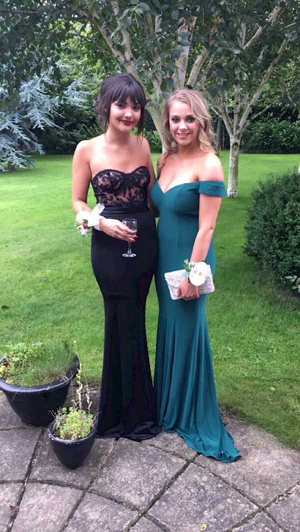 Black, see through lace top debs Dress