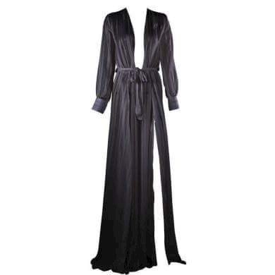 black silk flowy gown