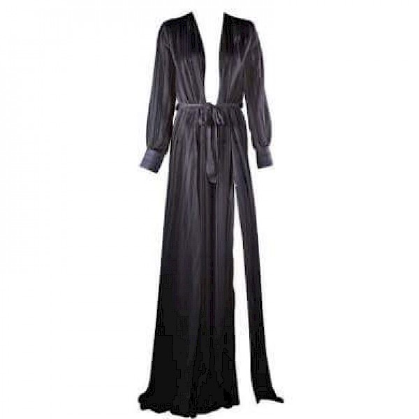 black silk flowy gown