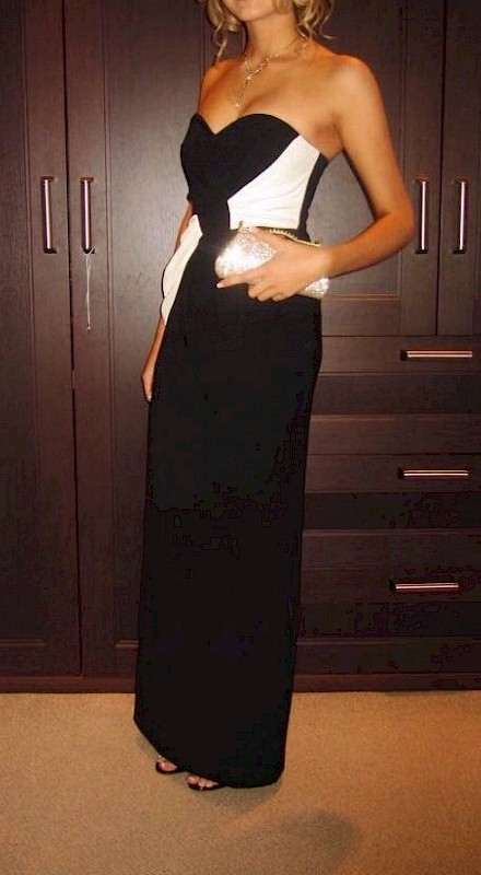 B&amp;w strapless debs dress for sale