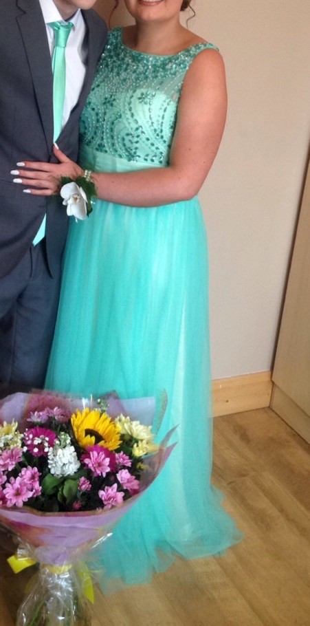 mint Green Debs dress with floral beading