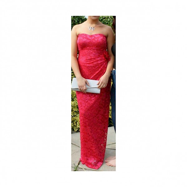 Floor length, strapless fuschia debs dress for sale, worn once