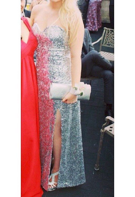 Silver diamond debs dress