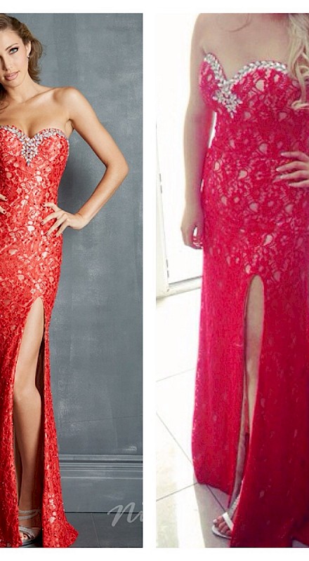 Red lace debs dress
