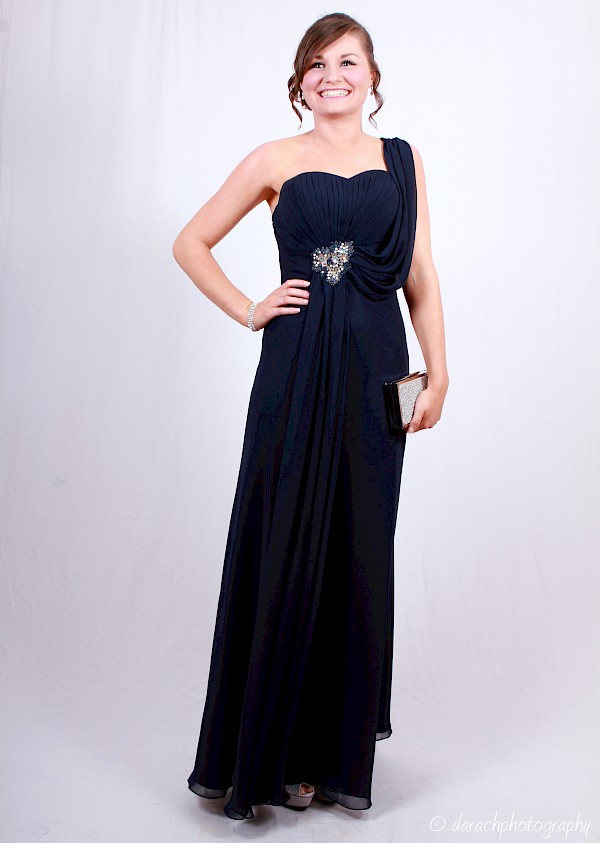 Navy one shoulder dress