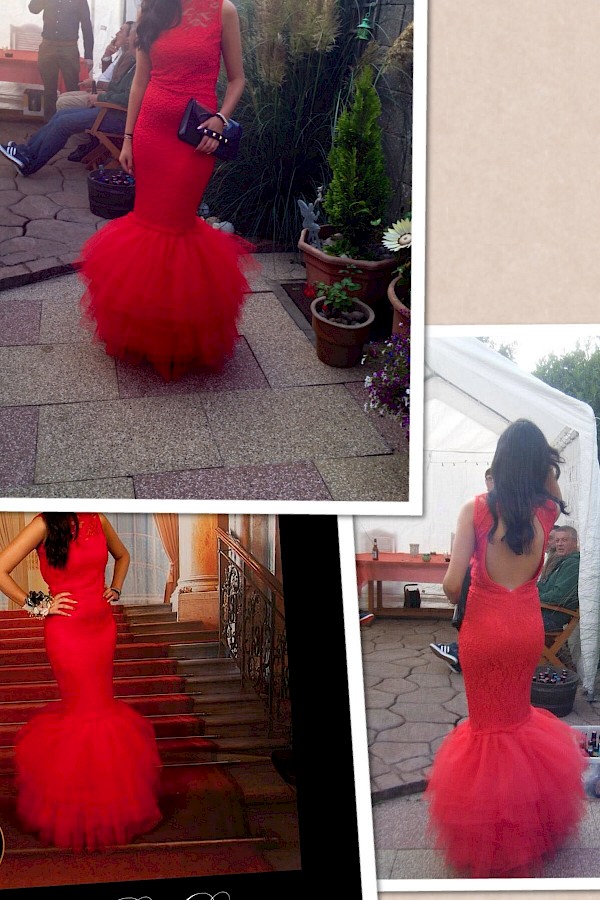 Red lace mermaid Dress