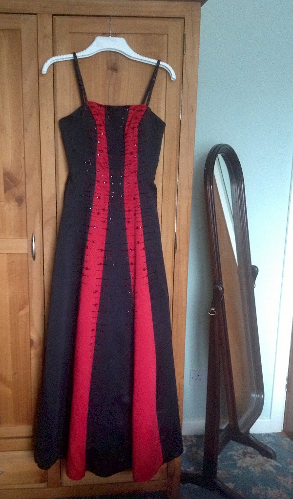 Black and Red Sequined Debs Dress