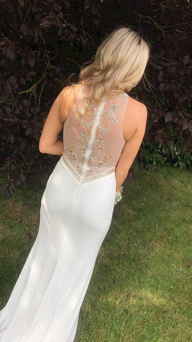 White/Gold Embellished Debs Dress