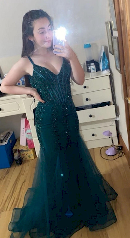 straight cut evening dresses A-line Spaghetti Straps Long Prom Dress With Slit MP696 main image 1