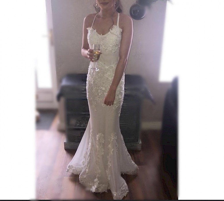 Dani’s Closet cream/ivory strap debs dress