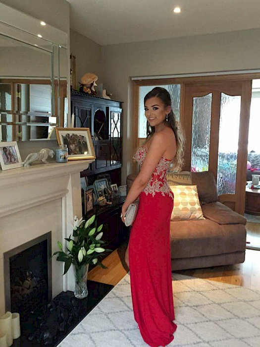 Unique stunning red dress with embellished corset style top purchased