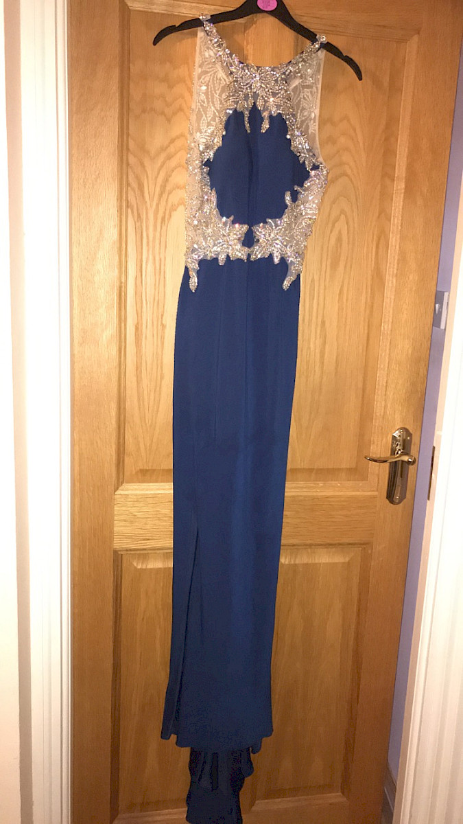 Navy/silver debs dress for sale